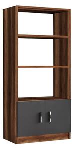 Biblioteca 956LCS1401, nuc/gri, PAL melaminat, 64x38x140 cm