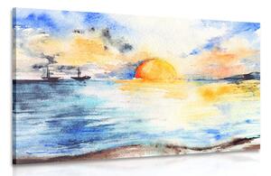 Tablou apus de soare radiant la mare
