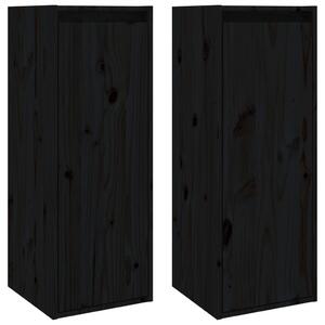 Dulapuri de perete 2 buc. negru 30x30x80 cm lemn masiv de pin
