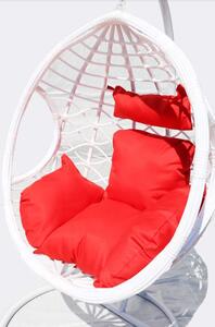 Balansoar/scaun suspendat Karibik alb cu pernă roșie