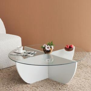 Masuta cafea Lily, alb, sticla/PAL, 90x90x30 cm