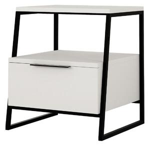 Noptiera, alb/negru, PAL melaminat/metal, 45x41x50 cm