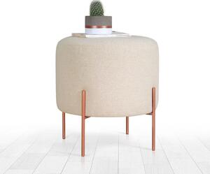 Taburet COPPER 46, crem/cupru, material textil/otel, 40x40x42 cm