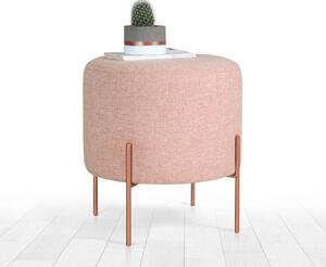 Taburet COPPER 44, roz/cupru, material textil/otel, 40x40x42 cm