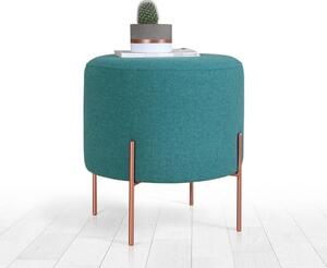 Taburet COPPER 45, verde/cupru, material textil/otel, 40x40x42 cm