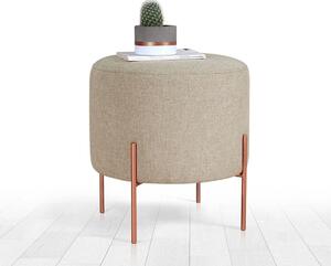 Taburet COPPER 48, bej/cupru, material textil/otel, 40x40x42 cm