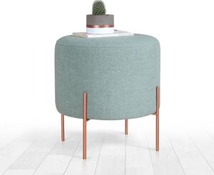 Taburet COPPER 43, verde menta/cupru, material textil/otel, 40x40x42 c