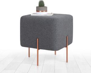 Taburet COPPER 59, stofa clasica gri inchis, 40x40x42 cm