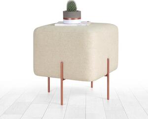 Taburet COPPER 58, stofa clasica crem, 40x40x42 cm