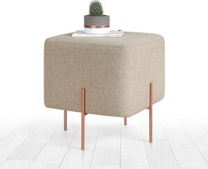 Taburet COPPER 60, stofa clasica bej/cupru, 40x40x42 cm