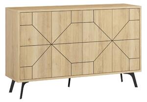 Comoda DUNE, stejar/negru, PAL melaminat, 123x35x77 cm