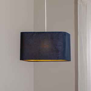 Maco Design Lampă suspendată Kwadro, albastru închis, 40 x cm, velur, reglabil, Albastru, Camera de zi / sufragerie, Țesătură / Textil