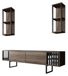 Mobilier living CHROME LINE, nuc/negru, PAL melaminat/metal, 3 piese