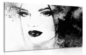 Tablou portretul feminin la modă în design alb-negru