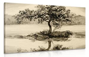 Tablou cireș oriental în design sepia
