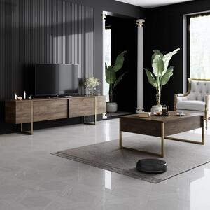Mobilier living LUXE, nuc/auriu, PAL melaminat/metal, 2 piese