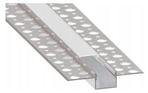 Profil încastrat pentru bandă LED, 1 m, argintiu/alb