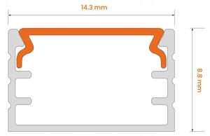Profil încastrat pentru bandă LED, 1 m, alb