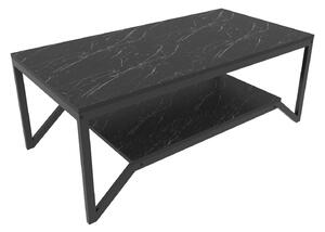 Masuta cafea Flora, negru cu efect de marmura, PAL melaminat, 120x60x4