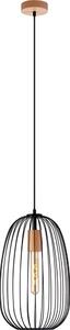Lustră suspendată pe cablu OVELLA, 1xE27/15W/230V, diametru 25 cm, negru/pin