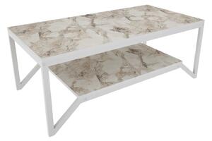 Masuta cafea Flora, bej cu efect de marmura/alb, PAL melaminat, 120x60