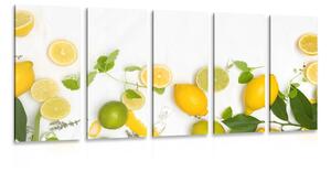 Tablou 5-piese amestec de fructe citrice