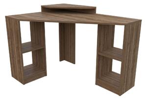 Birou de colt FLOATING, nuc inchis, PAL melaminat, 120x90x77 cm