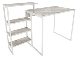 Birou RINO, alb cu efect de marmura, alb, PAL melaminat/metal, 133x60x