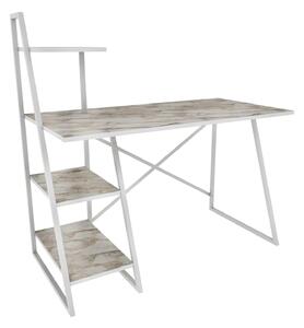 Birou ADMIRA, bej cu efect de marmura/alb, PAL melaminat/metal, 120x60