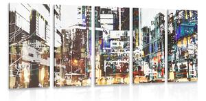Tablou 5-piese panoramă abstractă a orașului
