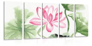 Tablou 5-piese floare lotus de acuarelă