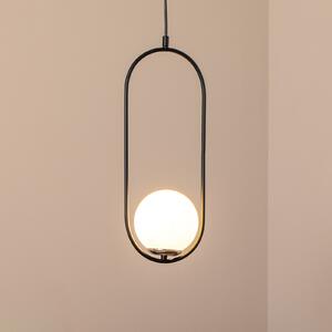 Opviq Lampă suspendată Mudoni, negru/alb, sticlă, metal, E27, reglabil, Negru, Camera de zi / sufragerie, Sticlă, Modern