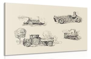 Tablou mijloace de transport în design retro