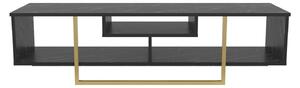 Comoda TV ASAL 150, negru/auriu, PAL melaminat, 150x35x40 cm