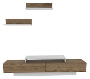 Mobilier living LUSI, stejar inchis/alb, PAL melaminat, 3 piese