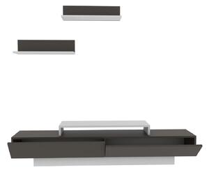 Mobilier living LUSI, maro/alb, PAL melaminat, 3 piese