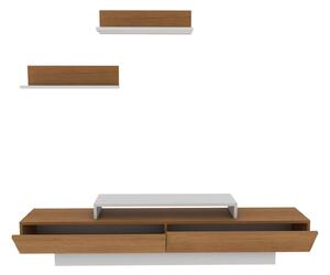 Mobilier living LUSI, stejar miere/alb, PAL melaminat, 3 piese