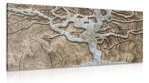 Tablou copacul abstract pe lemn în design bej