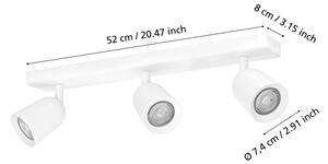 Eglo 901947 - Plafonieră CAMALDOLI cu 3 spoturi GU10, 10W, 230V, alb