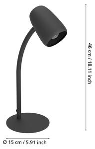 Eglo 901828 - Lampă de masă CARLO 1xE14/18W/230V neagră