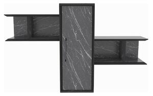 Raft OLIDA, negru cu efect de marmura, PAL melaminat, 119x35x52 cm