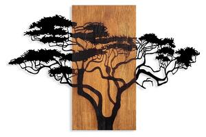 Decoratiune perete 891TNL3152, stejar/negru, lemn/metal, 90x58 cm