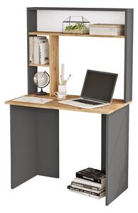 Birou BR2-AA, gri antracit/stejar, PAL melaminat, 90x52x149 cm