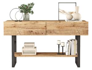 Comoda ML23-A, stejar/negru, PAL melaminat/metal, 139x43x76 cm