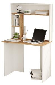 Birou BR2-AW, alb/stejar, PAL, 90x52x149 cm
