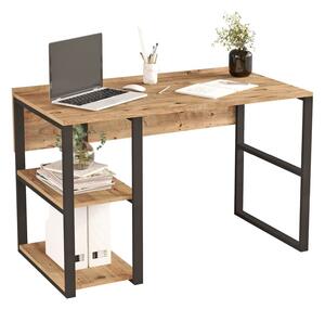 Birou ML8-A, stejar/negru, PAL melaminat/metal, 120x60x75 cm