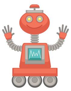 Tablou cu motivul de robot în culoarea roșie
