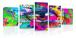 Tablou 5-piese ochiul uman în stil pop-art