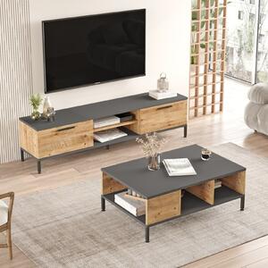 Mobilier living RL5-AA, stejar/gri antracit, PAL melaminat/metal, 2 pi