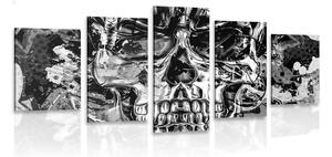 Tablou 5-piese craniu de artă în design alb-negru